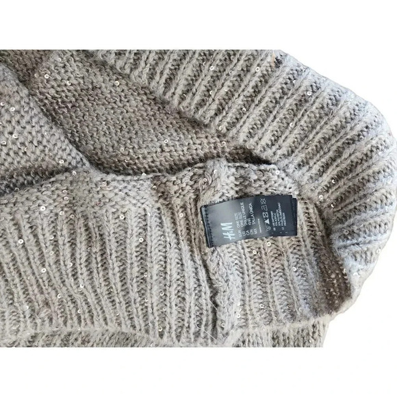 H&M Scarf Womens One Size Beige Gray Knit Sequin - Picture 4 of 5